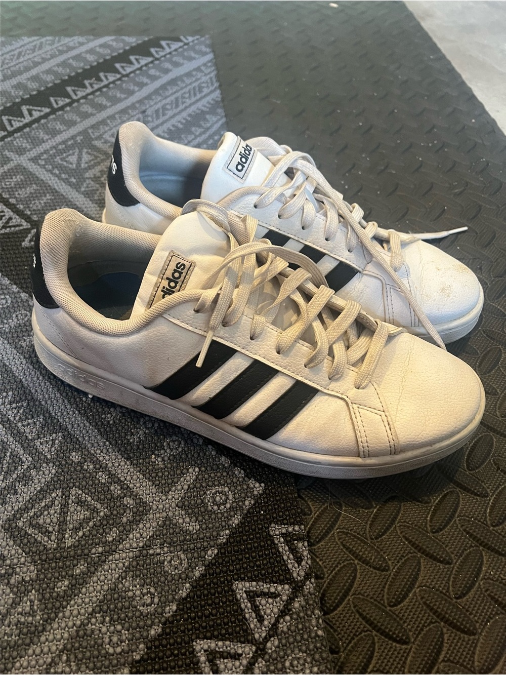 adidas White Sneakers with Black Three-Stripes